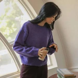 로맨스 물결라인 크롭니트