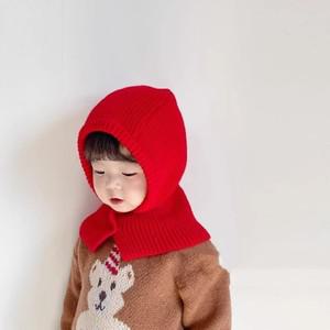 어린이 니트 모자 스카프 원피스 귀 보호 가을 겨울 유행  아기 목도리 모자 유행 자전거 타기 장비