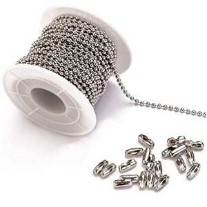 팁파트 30피트 스테인리스 스틸 볼 체인 목걸이, 20개 커넥터 걸쇠, 실버 비드 세트(체인 폭 2.4mm+20개 커넥터)