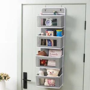 문걸이 수납함 다용도 옷장 정리함 벽걸이 수납함 포켓 공간활용 자투리 바구니 패브릭 4단 도어 침대