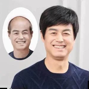 아빠가발 키밍 인모 중년 남자가발 통가발 전체가발 자연스러운