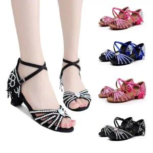 스팽글 라틴댄스화 재즈 구두 댄스신발 라인댄스구두 살사 블랙