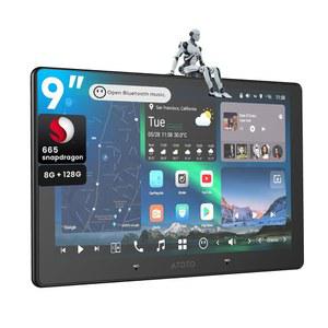 아토존 9인치 더블 딘 카 스테레오, 8G+128G 안드로이드 헤드 유닛, 무선 카플레이 및 오토, 4G LTE, 블루투스 2개, 7.1.2 Ch 오디오, FLAC, 하이볼트 RCA, 36B-EQ, HDMI 입력, ADS 프로토콜 호환, X10G209E