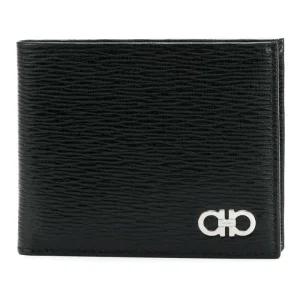 페라가모 해머드 가죽 메탈 로고 반지갑 66A063/0685956 NERO