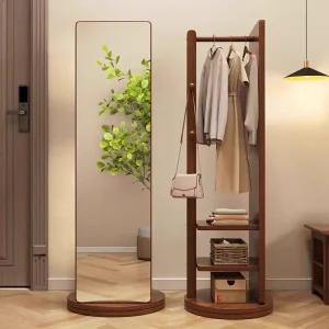 회전 전신 거울 인테리어 피팅 수납장 원룸 피팅룸 바닥형 바퀴 다용도 옷걸이 미러 공간활용