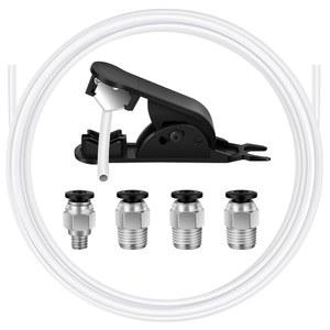 1.75mm 필라멘트용 PTFE 튜브, 2M(6.6피트) 보우덴 튜브 2.0mm ID 4mm OD(튜브 커터 ), PC4-M10 3개 및 PC4-M6 1개 피팅, 2D 프린터용 내열 260