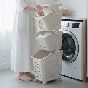 히키스 3단 바스켓 빨래바구니 이동식 세탁트롤리