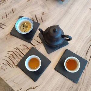 [골드스마일]스톤 컵받침 리얼 자연석 티코스터 사각 블랙 디스플레이용 돌받침