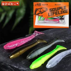 핀저크 다운샷웜 3인치 15개입 멀티컬러 농어 우럭 배스웜 루어낚시 집어향 첨가
