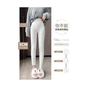 여성 실루엣 스키니 바지 자카르 밍크털 캐주얼 겨울 아우터 따뜻한 하이웨스트 스판 도톰 스포M4