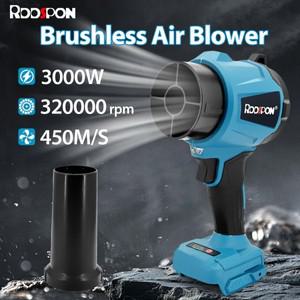 3000W 브러시리스 bldc 터보 팬 블로워 전기 핸드헬드 제트 450M/S 눈잎 먼지 불어내기 도구 마키타 호환 1