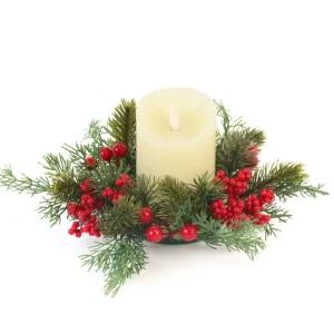 LED 전자양초-은혜의 성탄 열매 리스 12.5cm 대림 성탄초 무드등 램프