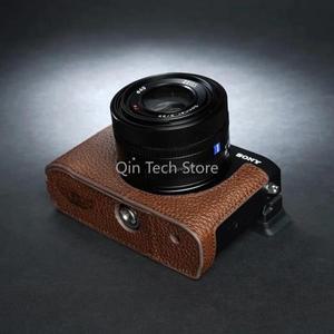 수제 천연 소가죽 카메라 하프 케이스 가방 소니 RX1RM3 RX1R3 RX1R III 보호 슬리브 베이스 액세서리