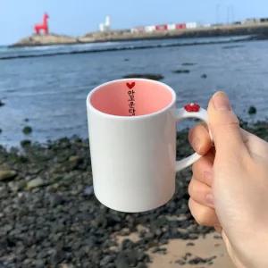 제주 미니 머그컵 180ml 여행 기념품 선물 감성소품잔 도기잔 도자기잔 방문 머그 카페잔 커피잔