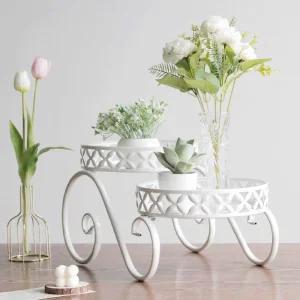 화분 받침대 철제 너우 2단 엔틱 테이블 스탠드 거치대 원목 진열대