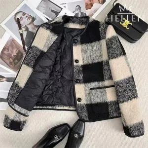 [헬렌] 겨울 하객룩 체크 자켓 숏 코트 퀄팅 안감 앤키체크웜자켓 B-718