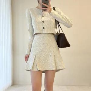 여자 크롭 트위드자켓 투피스 스커트 세트