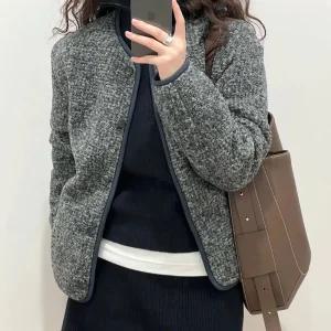 LnD 포근한 로슈 트위드 자켓 여성용 라운드넥 뽀글이 카디건 가디건 후리스