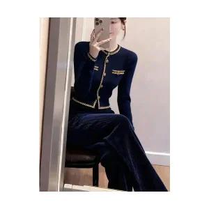 겨울 여자정장세트 풀세트 블랙 니트 스웨터 바지 세트 ible4