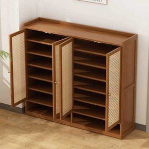 우드 신발장 대나무 입구 선반 A 업소 50x17x87cm 패널 스페이스 원목 진열장
