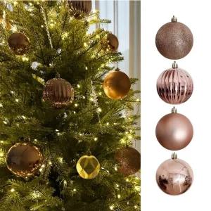 (옵션 GS003191 트리장식볼 핑크골드24P)[지앤지] 집 카페 포토존 크리스마스 유광 무광 글리터 트리 장식