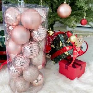 (옵션 GS003191 트리장식볼 핑크골드24P)[이거찜] 크리스마스 유광 무광 글리터 트리 장식볼 핑크골드 믹스
