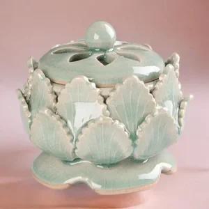 청자 연꽃 향로 향꽂이 M 향꽂이 향홀더 미니향로 향로 장식품 도자기소품 미니어처소품