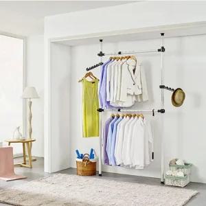 PS 고정식 2단행거 38mm 802 옷정리 걸이 수납 스탠드 옷정리 앵무새놀이터 벽고정행거