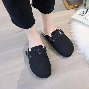 [SBC9F6U]여자 러블리 쪼리 버클 퍼 뮬 슬리퍼