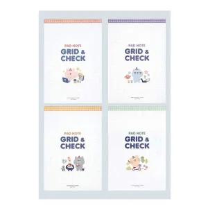 캐릭터노트 그리드 체크 3mm 72매 패드 노트 공책 혼합 4개