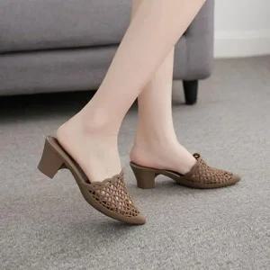 [SWZ0YZ5]미들힐 뮬슬리퍼 여성 젤리 슬리퍼힐 5.5cm