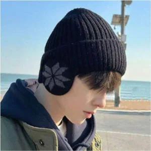 비니 겨울 니트 눈꽃패턴 귀마개 방한 귀달이 군밤모자
