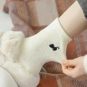 [SBC3G8D]자수 앙고라양말 포인트 여성 벨벳 삭스