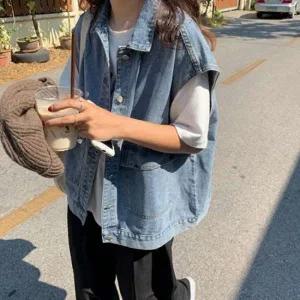 오버핏 박스 데님 베스트