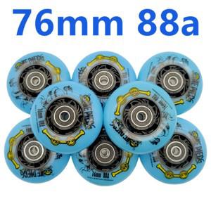 인라인 스케이트 휠 제동 슬라이딩 롤러 76mm 88a 76x24mm 블루 8개세트