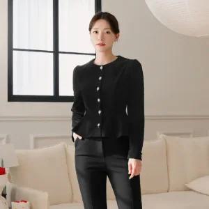 [시크라인] 아프로 벨벳 페플럼 블라우스