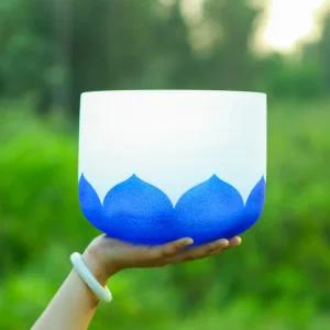 크리스탈 8 연꽃 노트 푸른 디의 차크라 노래 석영 그릇 를위한 소리 덥 서리로 혜 명상 G 부품 목