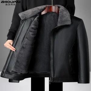 가죽 자켓 재킷 외투 점퍼 잠바 캐주얼 2025년 겨울 중년 남성 기모 아빠 할아버지 코트