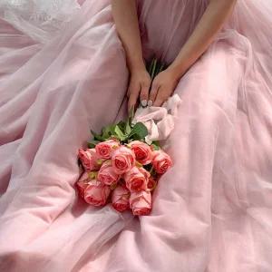 엘블랑꼬 에밀리 로즈 부케 셀프웨딩촬영 장미 핑크 조화꽃