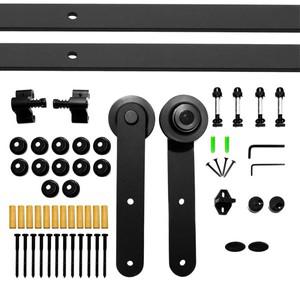 Gifsin 유럽 스타일 목재 슬라이딩 헛간 문짝 하드웨어 카톤 스틸 롤러, 싱글 블랙 라운드 모양 행어