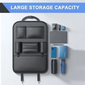 올인원 카시트 백 보관 가방 후크 티슈 홀더가 있는 업그레이드된 6포켓 자동차 주최자 안티 킥 패드 컵