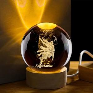 나무 라이트 베이스 3D 궁도 크리스탈 볼 별자리 유리 구 장식 공 문진석 특별한 수집