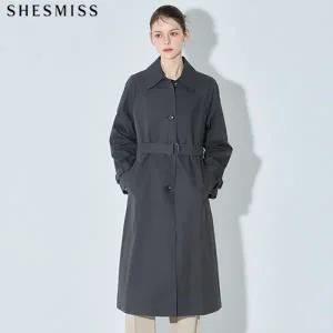 [쉬즈미스] 시크한 백 플랩 벨티드 트렌치코트