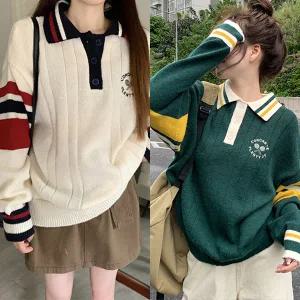 타이푼 배색 니트