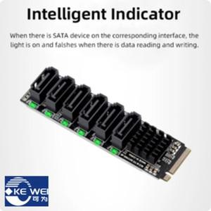 M.2 NVME PCI-E X4 X8 X16-6 포트 3.0 SATA 어댑터 카드 라이저 III ASM1166 섀시 서버 PC 컴퓨터 확장