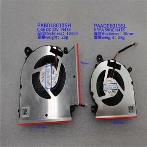 MSI 노트북용 냉각 FAN AAVID PAAD06015SL N476 0.55A 5VDC 4 핀 PABD18010SH N475 12V 0.6A 선풍기