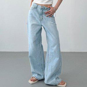 [신세계라이브쇼핑][옷자락] 여자 맥시와이드 키큰녀 커브드 사선절개 여름 청바지