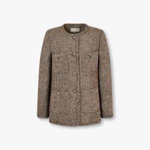 [롯데백화점]보브 프린지 트림 헤링본 하프 자켓7124410504