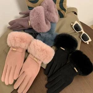 스마트폰터치 벨벳 퍼 장갑 여성 겨울 털장갑