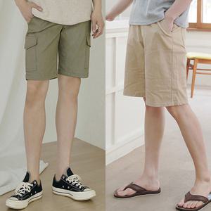 시원한 여름 남자 반바지/와이드 카고 린넨 면 청 밴딩 휴가 스판 남성 7부 5부 오부 칠부 빅사이즈 고무줄 밴드